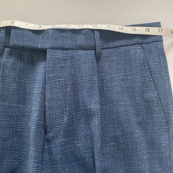 Hugo Boss New! Virgin Wool Linen Blend Plaid Pleated Trouser Dress Pant Stretch - Picture 12 of 16